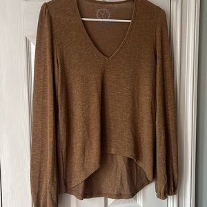 Blue Life v neck light brown long sleeve lightweight sweater size XS